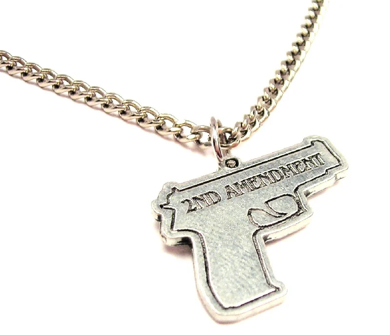 classic pendant necklaces for women -Second Amendment Hand Gun Single Charm Necklace