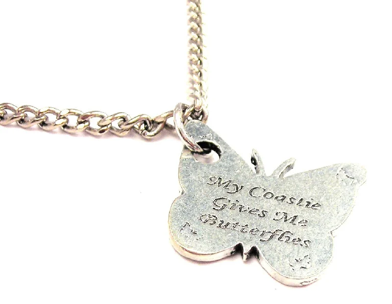 unique necklaces for women -My Coastie Gives Me Butterflies Single Charm Necklace