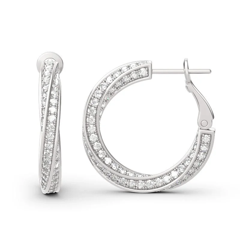 luxury hoop earrings for women -Twist Sterling Silver Hoop Earrings