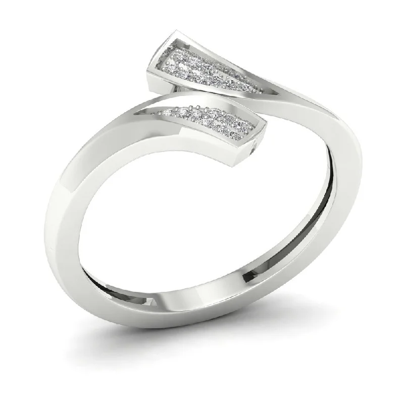 statement rings for women -De Couer 1/20ct TDW Diamond Double Fashion Ring - White