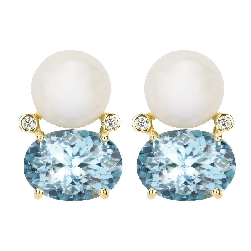 diamond earrings for women -Earrings - Bluetopaz, South Sea Pearl And Diamond