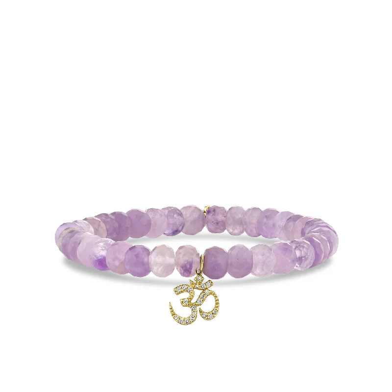 silver-tone bangles for women -Gold & Diamond Om on Lavender Amethyst