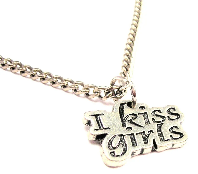 personalized initial necklaces -I Kiss Girls Single Charm Necklace