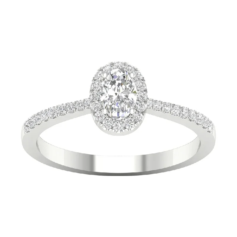 wedding set rings for women -1/2ct TDW Diamond Halo Ring in 10k Gold by De Couer