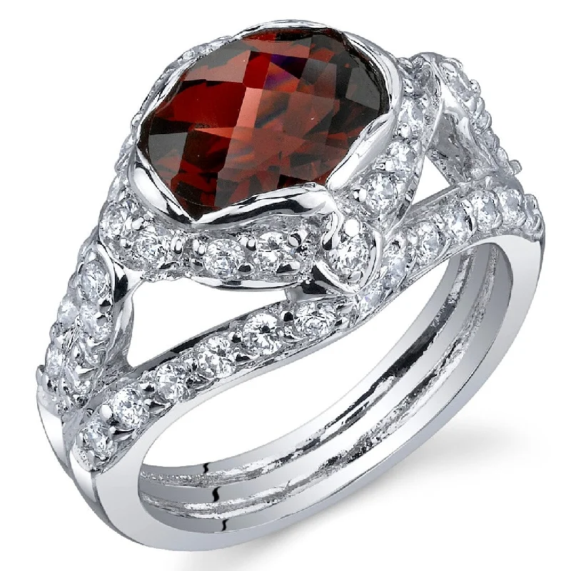 minimalist rings for women -Sterling Silver 2.25 ct Garnet Birthstone Ring