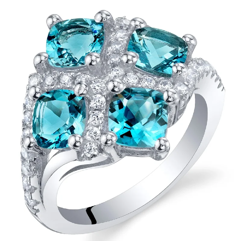 stackable rings for women -Sterling Silver 2.5 ct London Blue Topaz Birthstone Ring