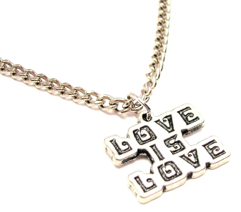 gemstone layered necklaces -Love Is Love Single Charm Necklace