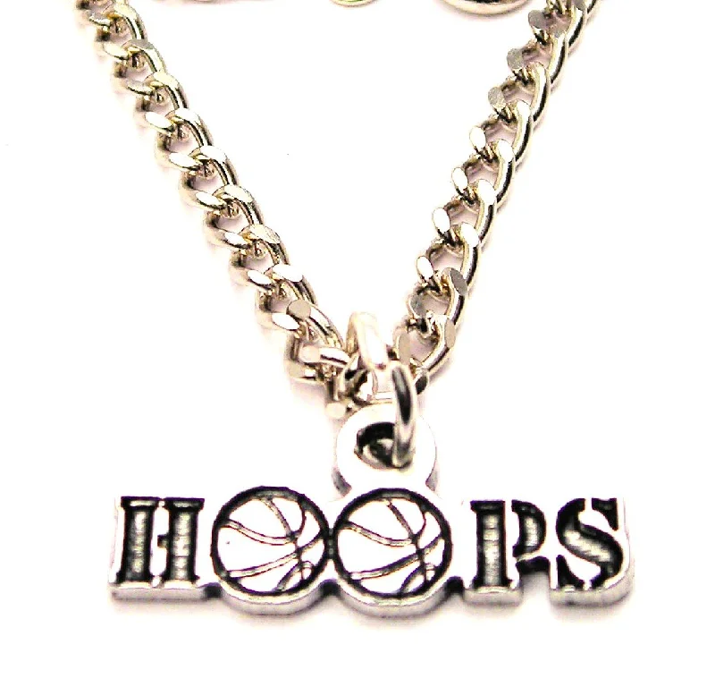 fashion necklaces for women -Hoops With Basketballs Single Charm Necklace