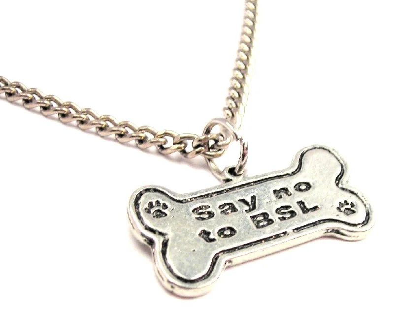 vintage gold necklaces for women -Say No To BSL Single Charm Necklace