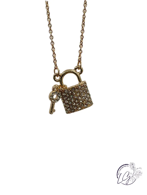 engraved necklaces for women -Lock and Key Necklace