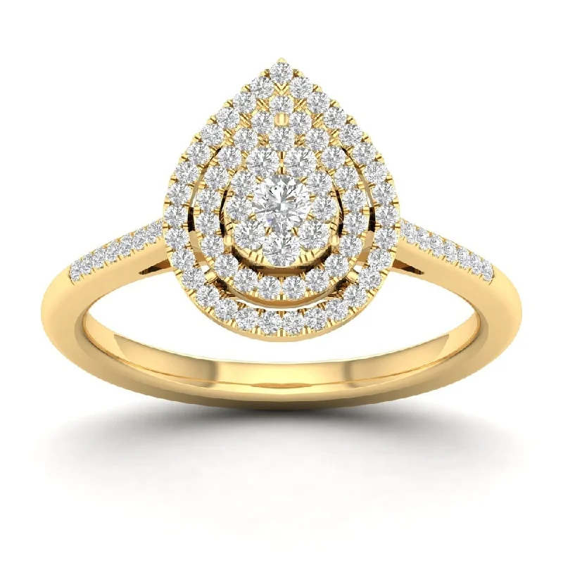 eternity rings with diamonds -De Couer 1/4ct TDW Diamond Cluster Pear Shape Ring - Yellow