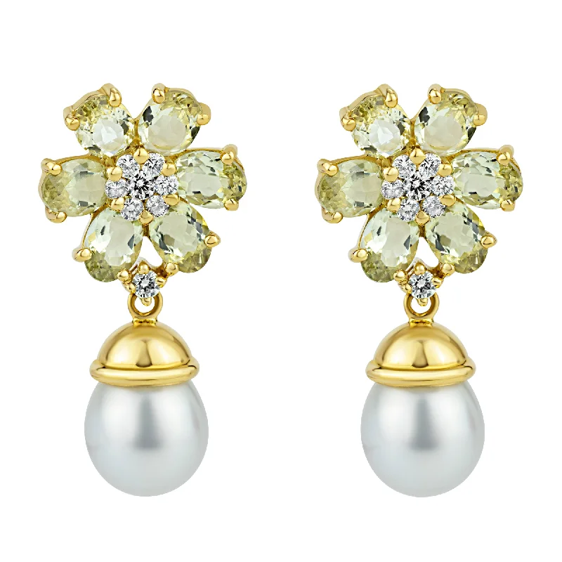 stud earrings for women -Earrings- Beryl, S.S. Pearl And Diamond