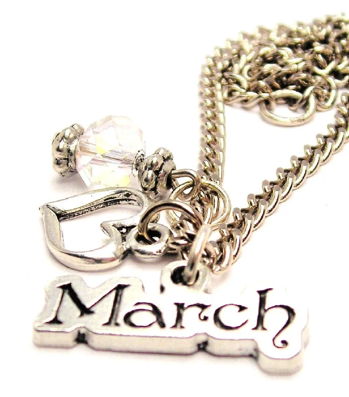 custom engraved necklaces -March Outlined Necklace with Small Heart