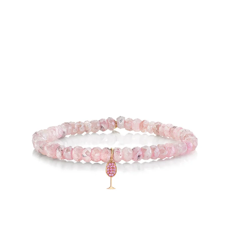 layered bracelets for women -Rose Gold & Pink Sapphire Small Wine Glass on Mystic Pink Grapolite