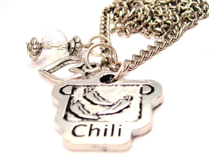 statement necklaces for women -Chili Pot Necklace with Small Heart