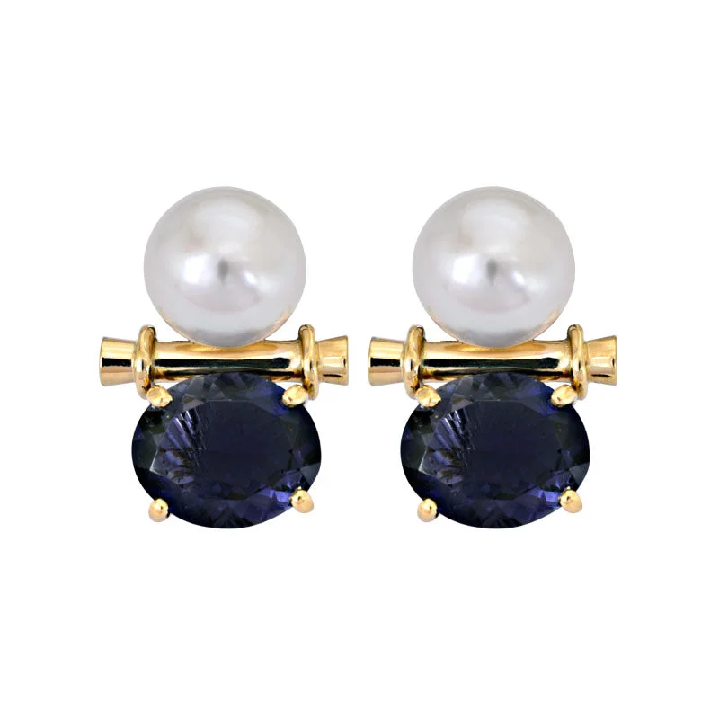 luxury ear cuffs -Earrings- Iolite and South Sea Pearl