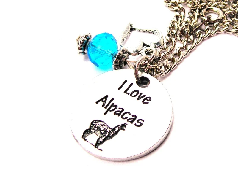 minimalist necklaces for women -I Love Alpacas Circle Necklace with Small Heart