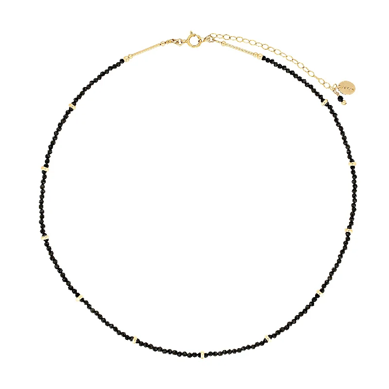 gold plated necklaces for women -Taylor Choker Necklace ~ Black Spinel