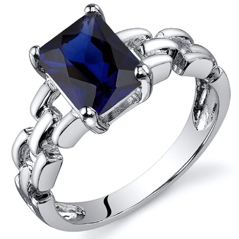 multi-stone rings for women -Sterling Silver 2 ct Created Sapphire Solitaire Ring