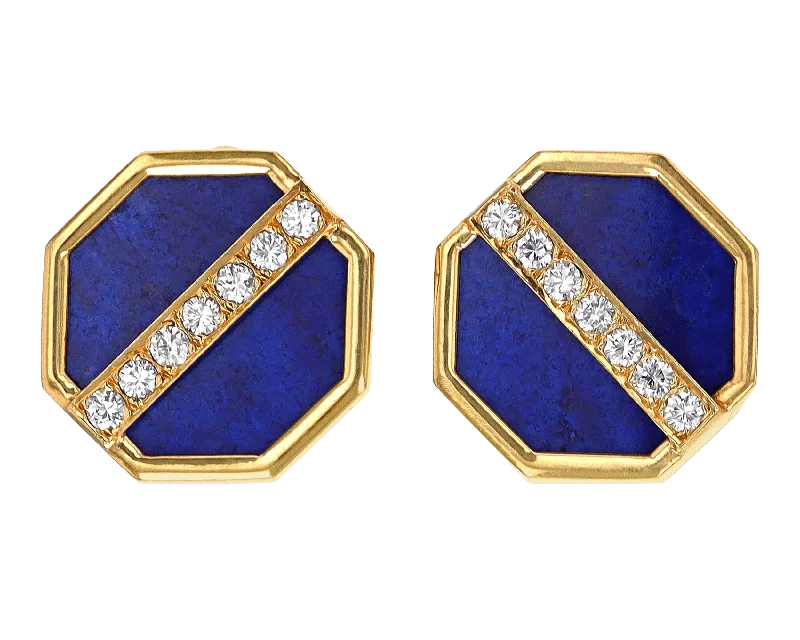 luxury drop earrings -Lapis and Diamond Earrings