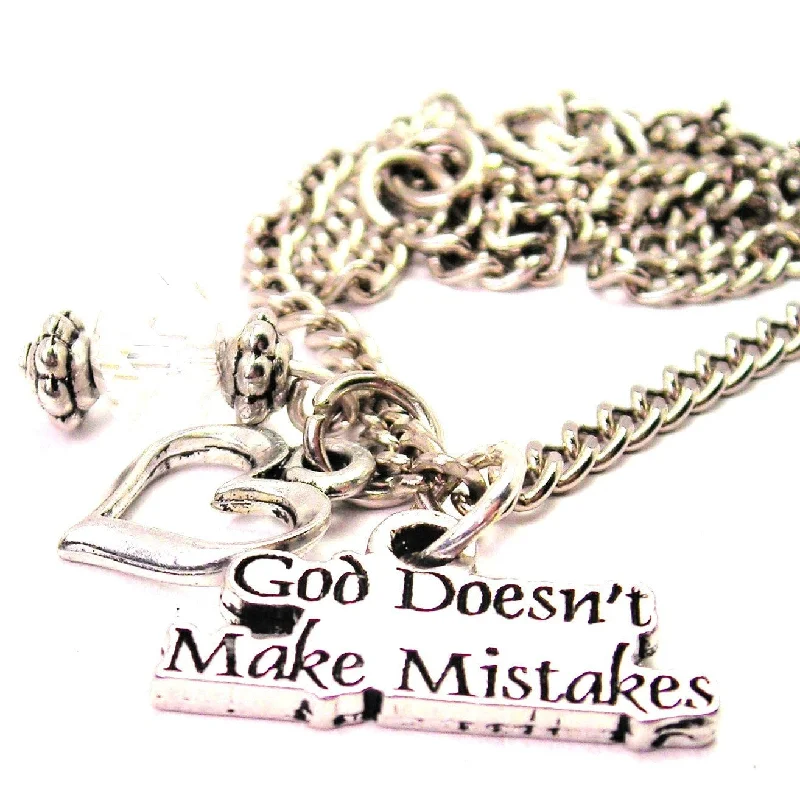 zodiac necklaces for women -God Doesn't Make Mistakes Necklace with Small Heart