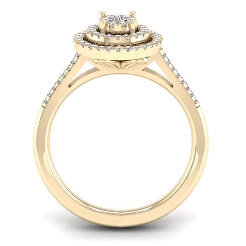 fashion rings for women -De Couer 10k Yellow Gold 1/4ct TDW Diamond Cluster Ring