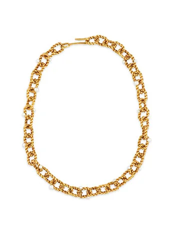 women's gold necklaces -TORSADE LINK PEARL NECKLACE