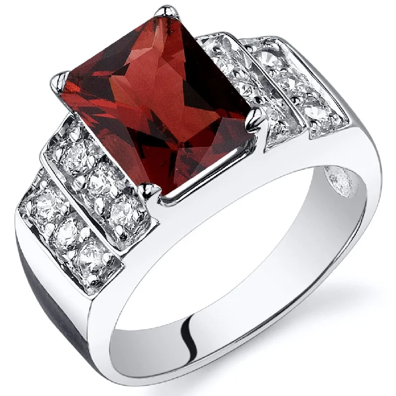 vintage engagement rings -Sterling Silver 2.75 ct Garnet Birthstone Ring