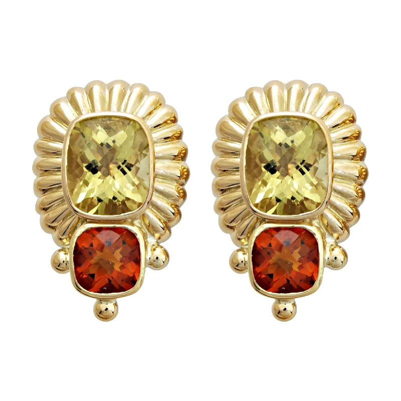 vintage stud earrings -Earrings - Lemon Quartz & Citrine