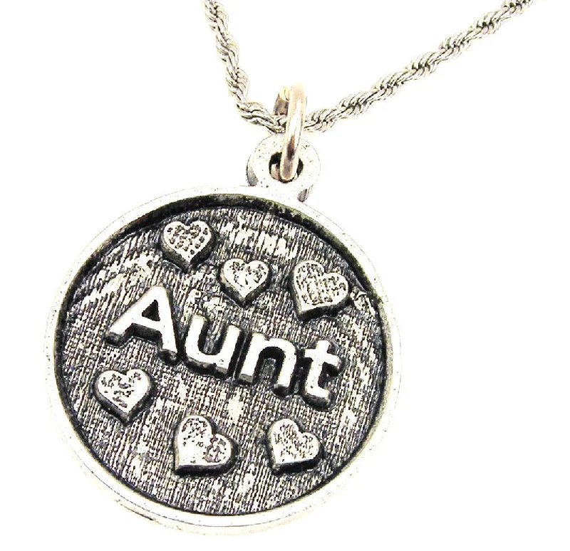 gemstone layered necklaces -Aunt With Hearts Single Charm Necklace