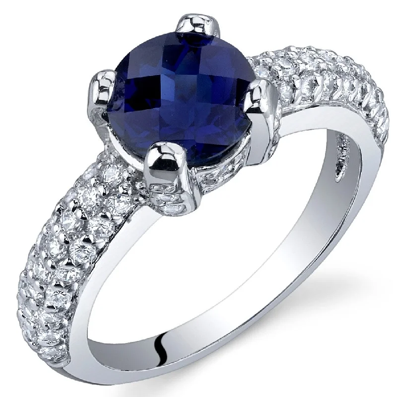 vintage rings for women -Sterling Silver 1.75 ct Created Sapphire Cocktail Ring