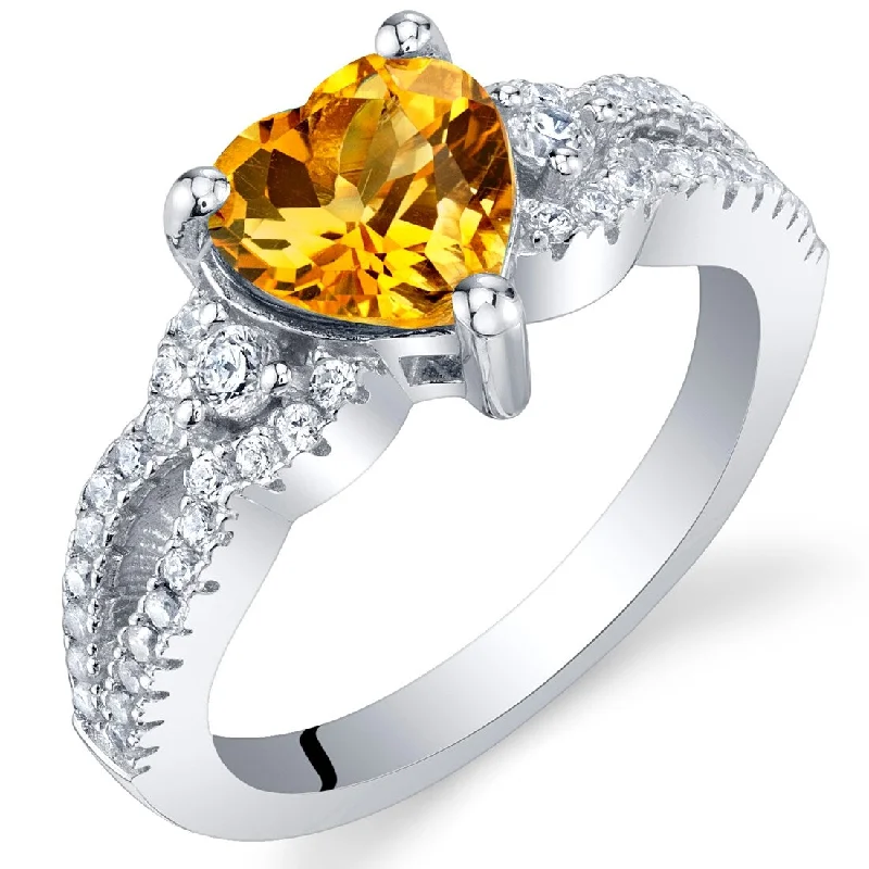 minimalist rings for women -Sterling Silver 1 ct Citrine Birthstone Ring