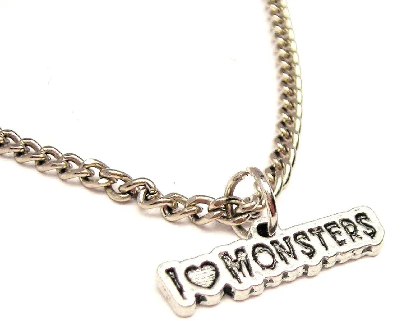 romantic necklaces for women -I Love Monsters Single Charm Necklace