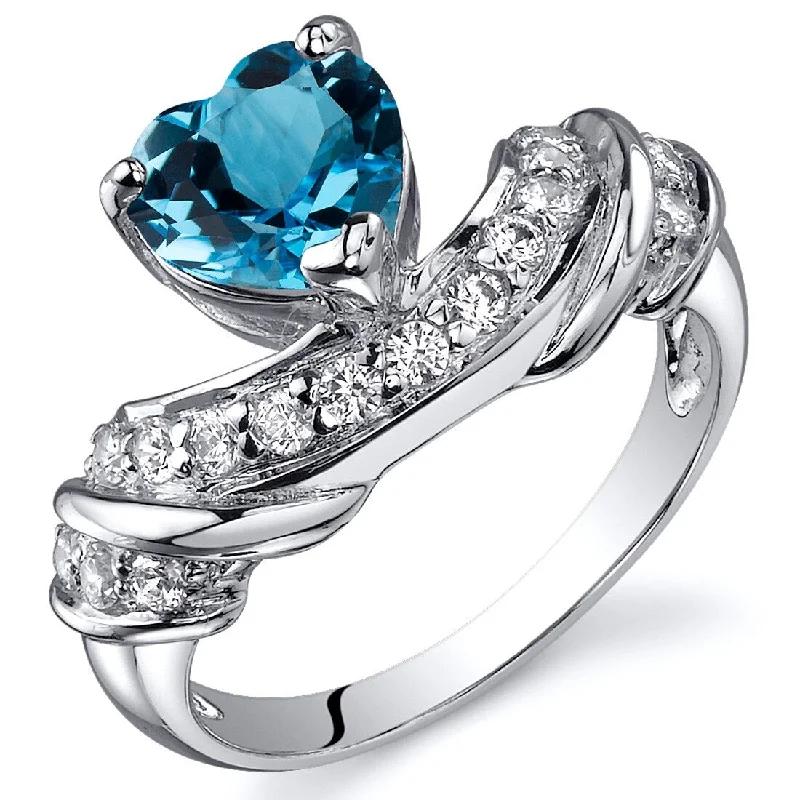 colorful gemstone rings -Sterling Silver 1.25 ct Swiss Blue Topaz Promise Ring