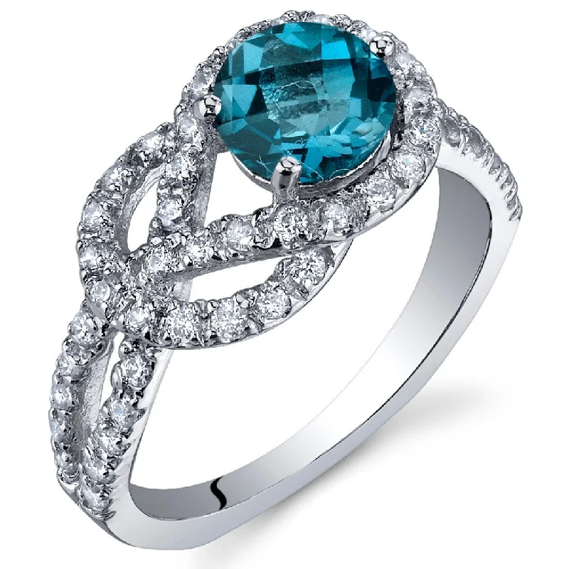 wedding rings with multiple stones -Sterling Silver 1 ct London Blue Topaz Birthstone Ring