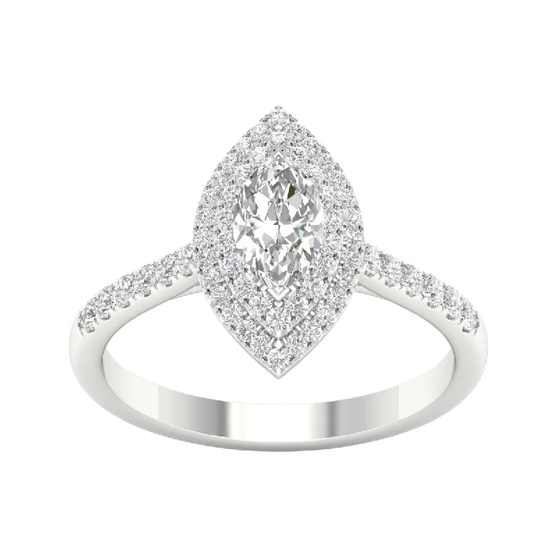 elegant diamond rings for women -3/4ct TDW Diamond Halo Ring in 10k Gold by De Couer