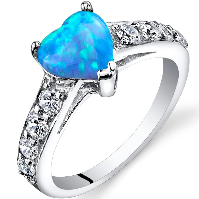 fashion rings for women -Sterling Silver 1 ct Blue Opal Ring