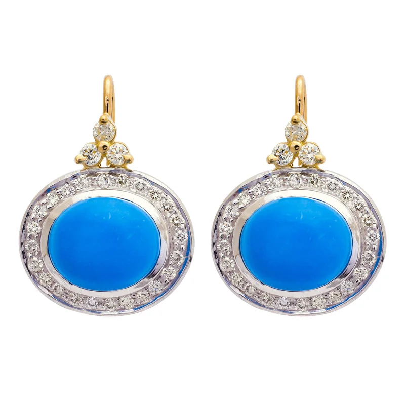 cubic zirconia earrings for women -Earrings- Turquoise and Diamond