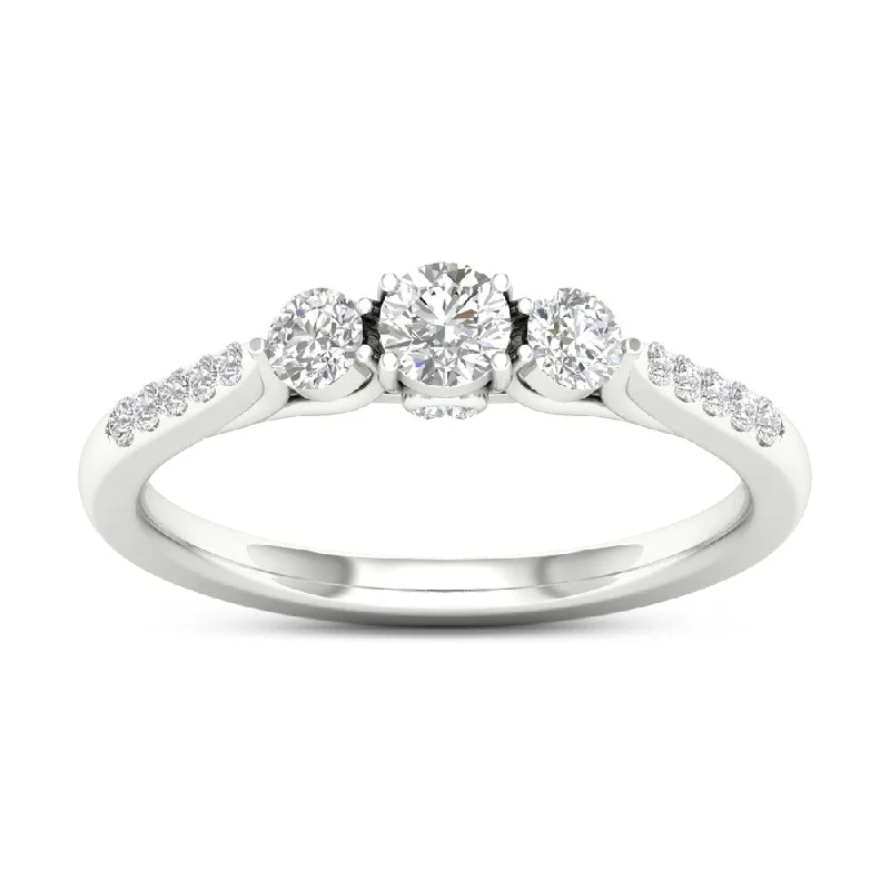 unique rings for women -De Couer 14k Gold 5/8ct TDW Diamond Three-Stone Ring