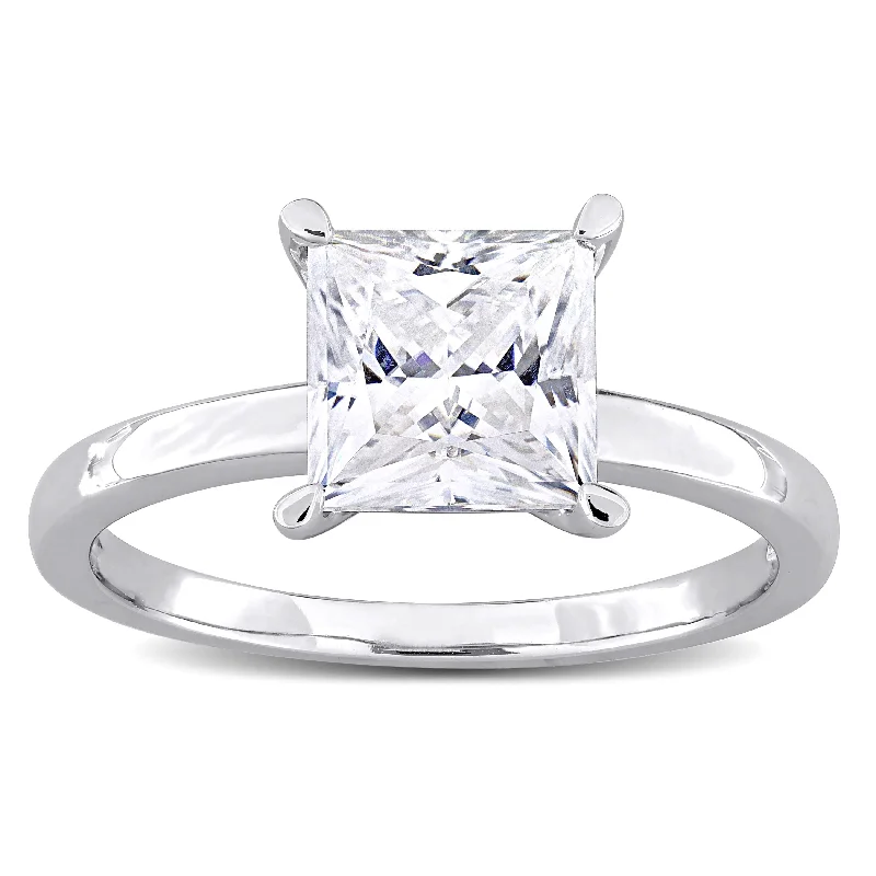 luxury fashion rings for women -Miadora 2ct DEW Square-Cut Created Moissanite Solitaire Ring in Sterling Silver