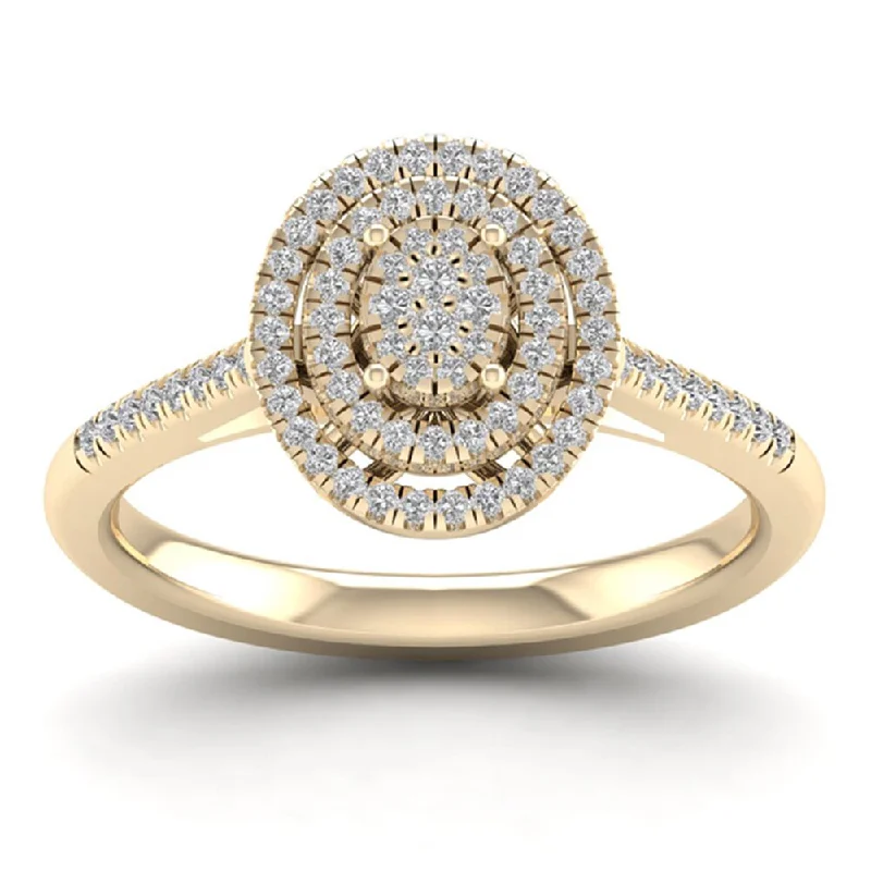 unique rings for women -De Couer 10k Yellow Gold 1/4ct TDW Diamond Cluster Ring