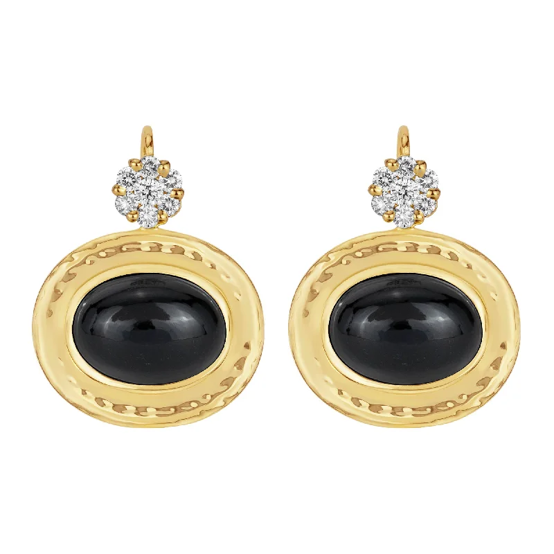 casual earrings for women -Earrings - Black Onyx And Diamond