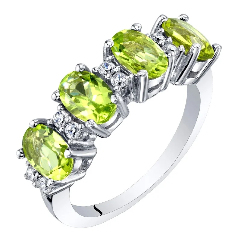 statement wedding rings for women -Sterling Silver 2 ct Peridot Birthstone Ring