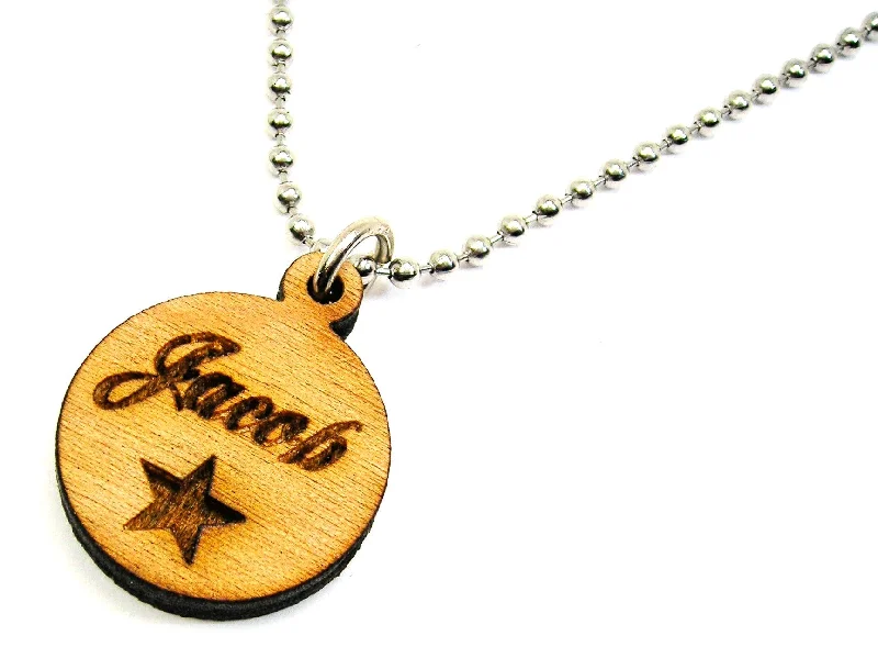 women's gold necklaces -Custom Name With Star Charm Necklace