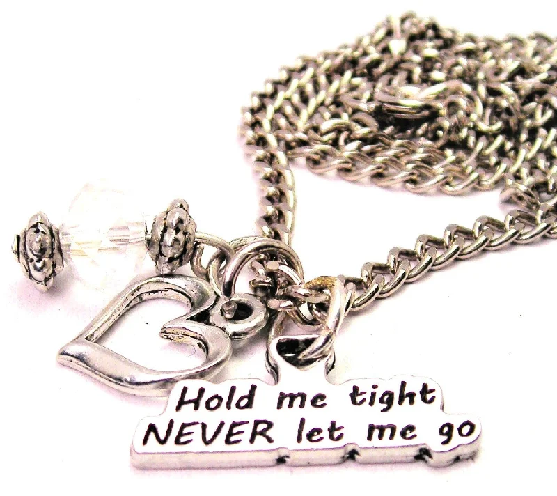 vintage pendant necklaces -Hold Me Tight Never Let Me Go Necklace with Small Heart