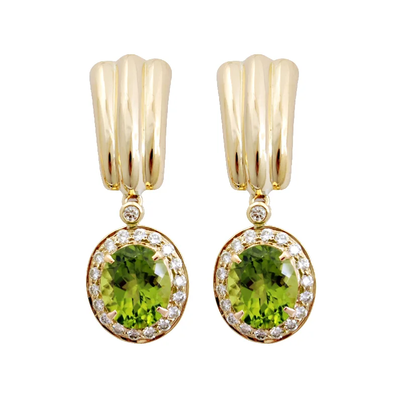 modern earrings for women -Earrings- Peridot And Diamond