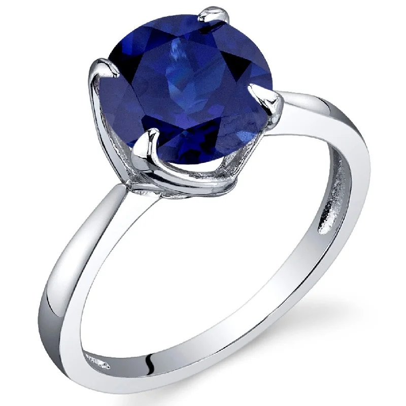 wedding sets with rings -Sterling Silver 2.75 ct Created Sapphire Birthstone Ring