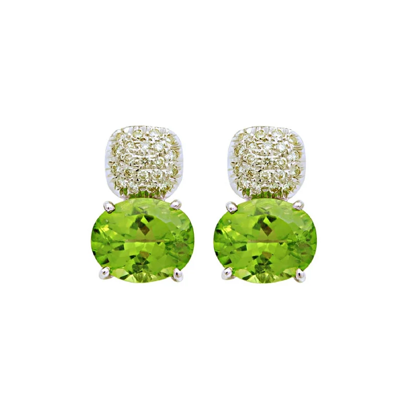 gemstone drop earrings -Earrings- Diamond And Peridot