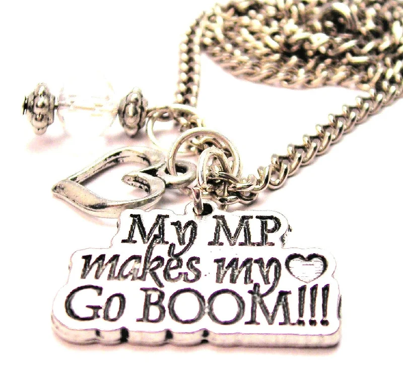 short necklaces for women -My Mp Makes My Heart Go Boom Necklace with Small Heart