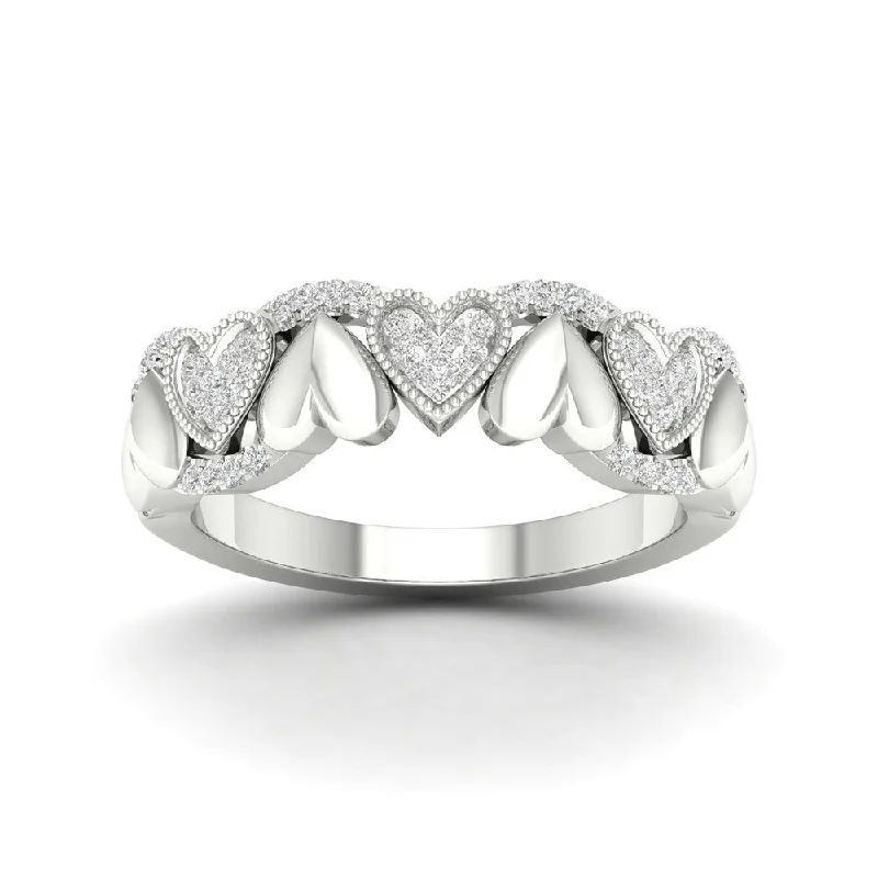 custom name rings for women -De Couer 10k Gold 1/6ct TDW Diamond Heart Ring